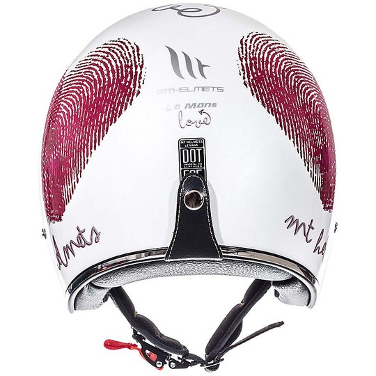 Casco Moto Jet Vintage MT Helmets Le Mans SV 2 Love A0 Bianco Rosa