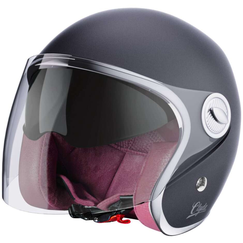 Casco Moto Jet Vintage CLYDE Solid Nero Opaco taglia L
