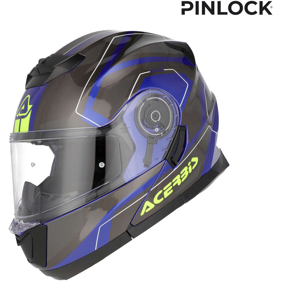 Casco Moto Modulare Acerbis Doppia Visiera SEREL 22.06 Blu Giallo
