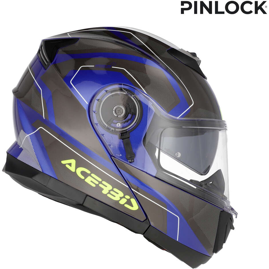 Casco Moto Modulare Acerbis Doppia Visiera SEREL 22.06 Blu Giallo