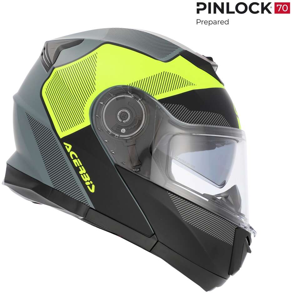 Casco Moto Modulare Acerbis Doppia Visiera SEREL 22.06 Nero Giallo Fluo