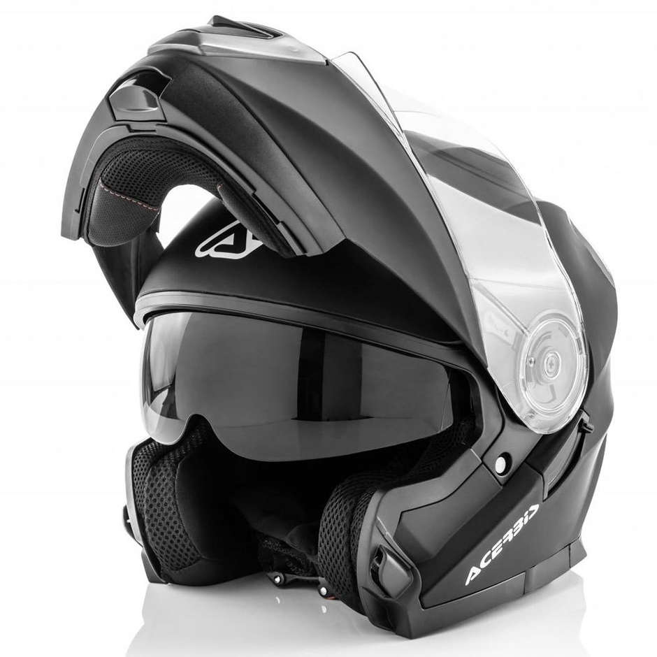 CRUIZER Casco Moto Modulare Nero Opaco | Doppia Visiera Trasparente E Parasole | Omologazione ECE 22-06 | Per Scooter E Moto