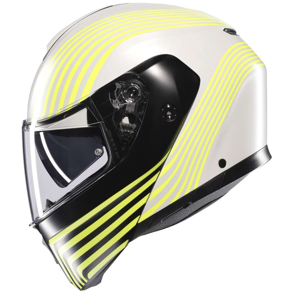 Casco Moto Modulare Agv STREETMODULAR ISEO Opaco Bianco Nero Giallo Fluouo
