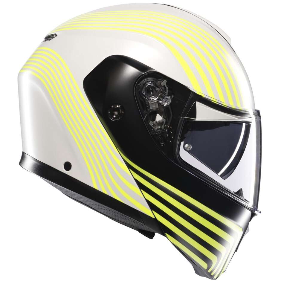 Casco Moto Modulare Agv STREETMODULAR ISEO Opaco Bianco Nero Giallo Fluouo