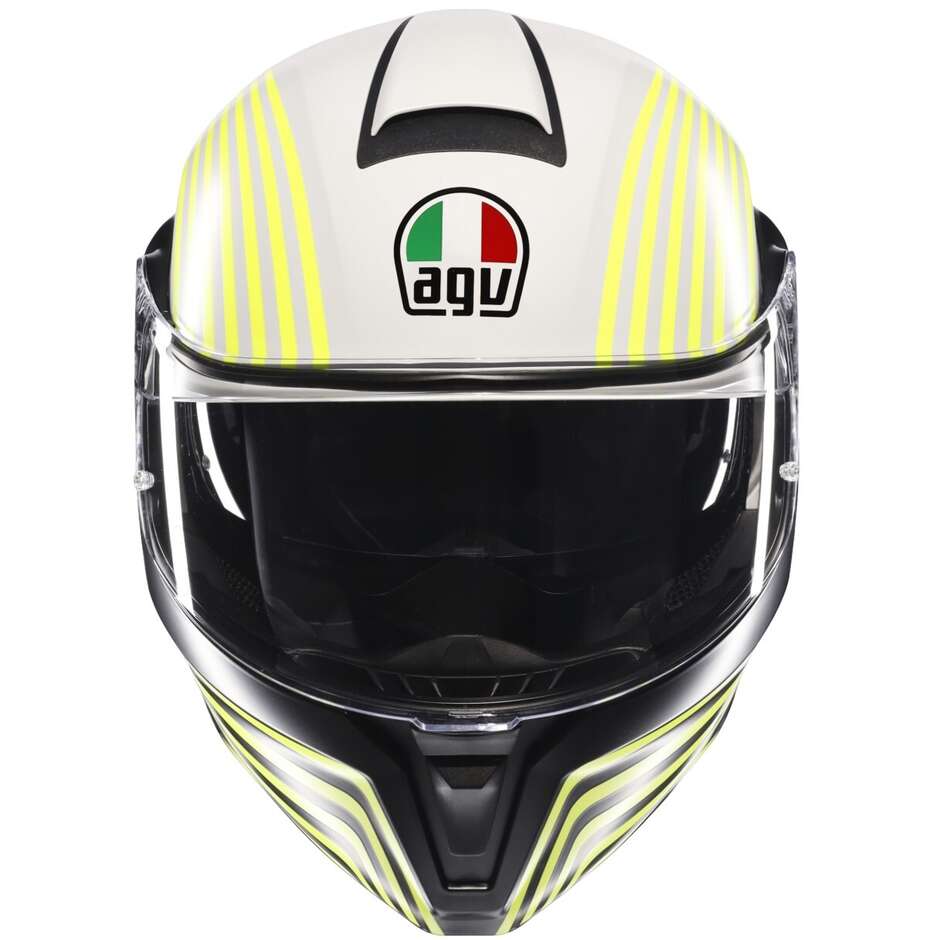 Casco Moto Modulare Agv STREETMODULAR ISEO Opaco Bianco Nero Giallo Fluouo