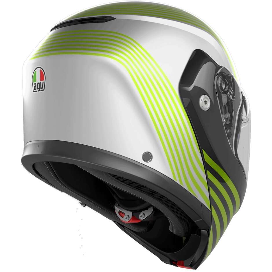 Casco Moto Modulare Agv STREETMODULAR ISEO Opaco Bianco Nero Giallo Fluouo