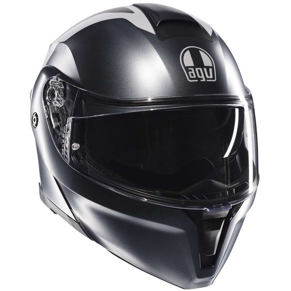 Casco Moto Modulare Agv STREETMODULAR RESIA Opaco Grigio Silver Rosso