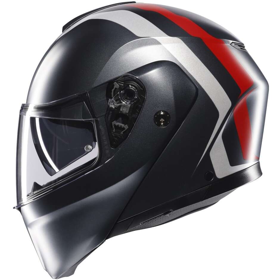 Casco Moto Modulare Agv STREETMODULAR RESIA Opaco Grigio Silver Rosso