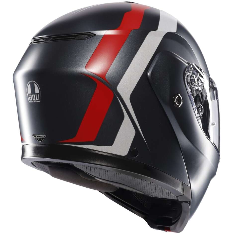 Casco Moto Modulare Agv STREETMODULAR RESIA Opaco Grigio Silver Rosso