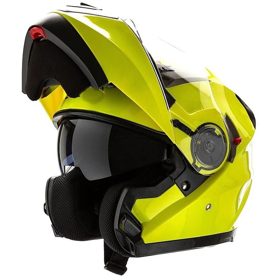 Casco Moto Modulare Apribile Motocubo 925 Doppia Visiera Giallo Hi-Vision