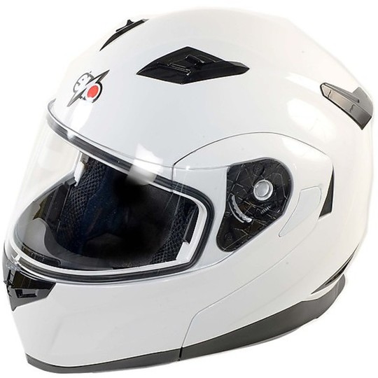 Casco Moto Modulare Apribile One Doppia Visiera Bianco Lucido