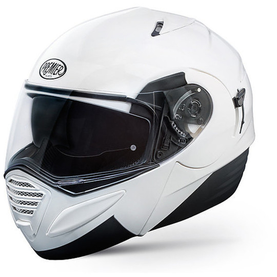 Casco Moto Modulare Apribile Premier Doppia Visiera Thesis Bianco Lucido