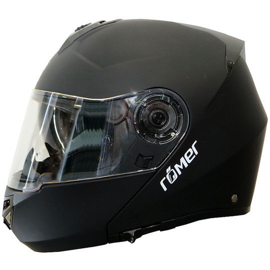 Casco Moto Modulare Apribile Romer Helmet Klap Nero Opaco Doppia Visiera Leggerissimo