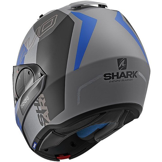 Casco Moto Modulare Apribile Shark EVO ONE 2 SLASHER Antracite Blu Opaco