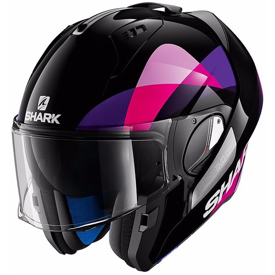 Casco Moto Modulare Apribile Shark Evo-One PRIYA Nero Fucsia