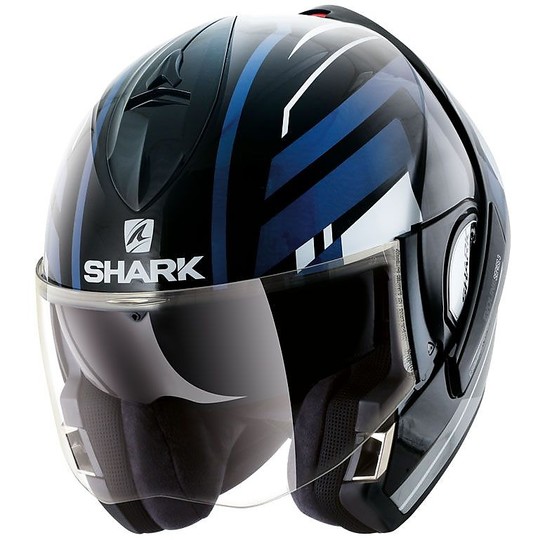Casco Moto Modulare Apribile Shark EVOLINE 3 CORVUS Nero Blu