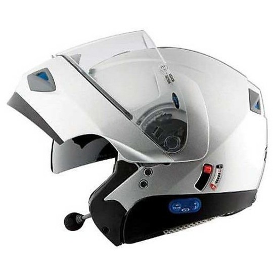 Casco Moto Modulare Apribile Vemar Jiano INTERFONO INTERACTIVE BLUETOOTH INTEGRATO Argento Doppia Visiera