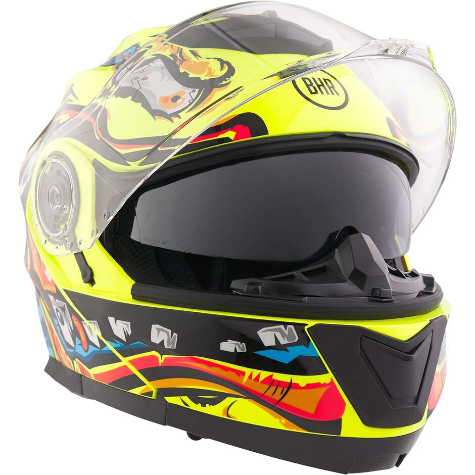 Casco Moto Modulare BHR 836 Flip Up ZOMBIE Giallo