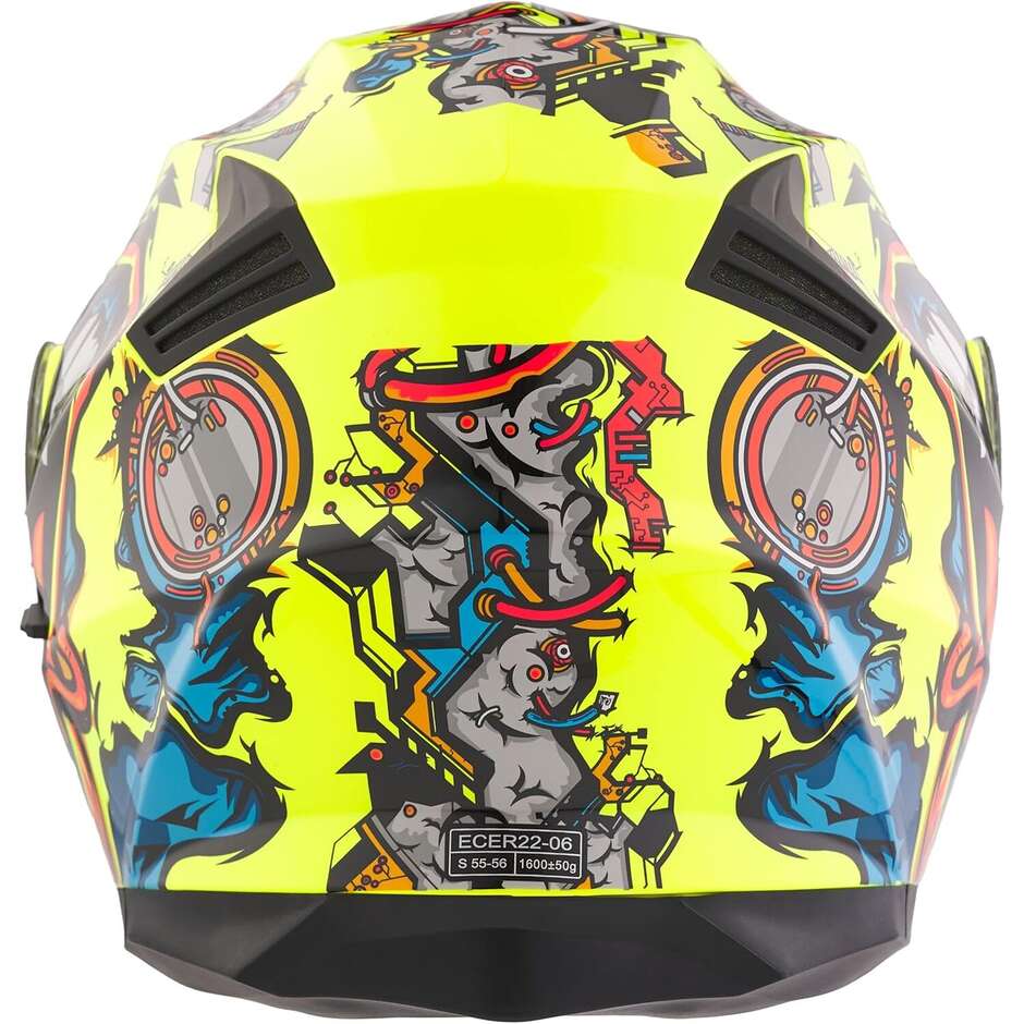 Casco Moto Modulare BHR 836 Flip Up ZOMBIE Giallo