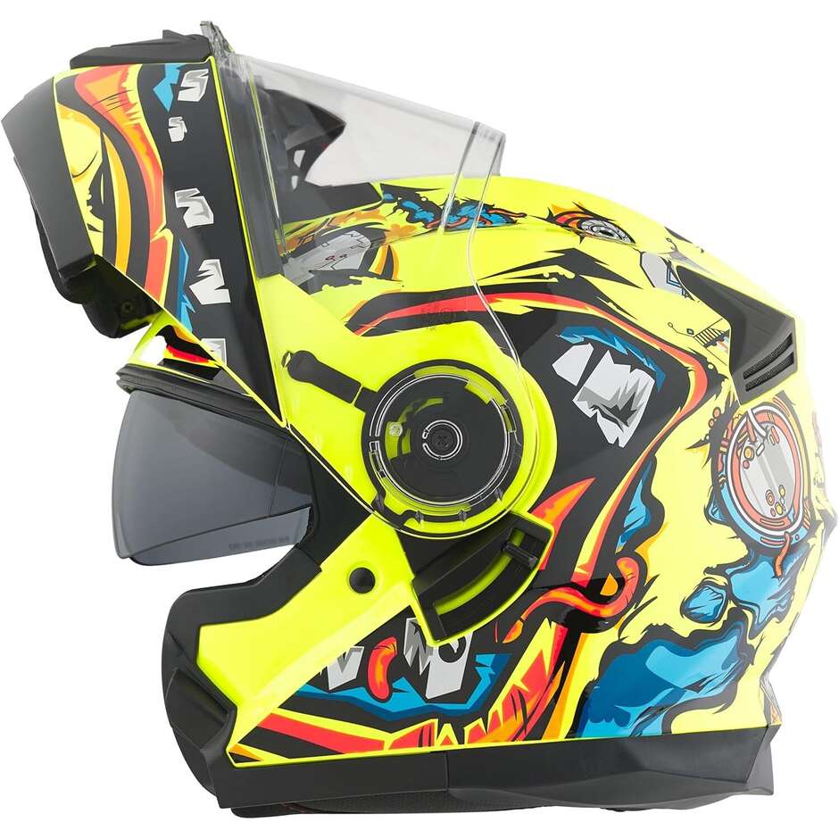 Casco Moto Modulare BHR 836 Flip Up ZOMBIE Giallo