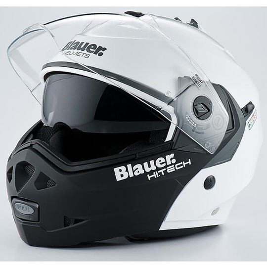 Casco moto Modulare Blauer Sky Apribile New 2014 Bianco-Nero Opaco