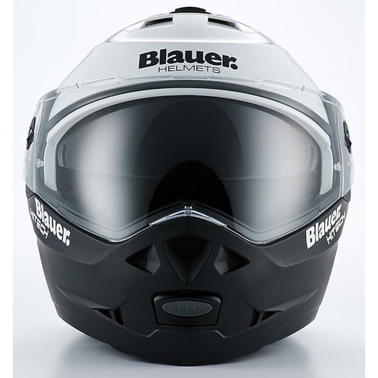 Casco moto Modulare Blauer Sky Apribile New 2014 Bianco-Nero Opaco