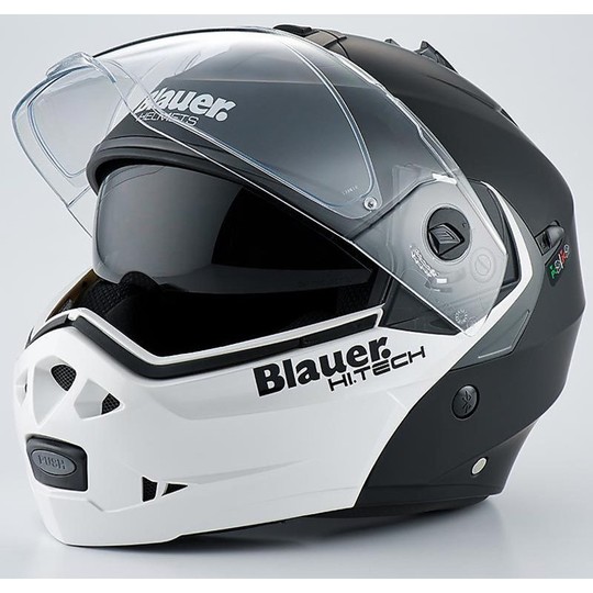 Casco moto Modulare Blauer Sky Apribile New 2014 Nero Opaco-Bianco
