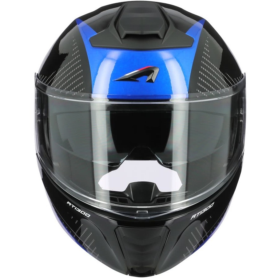 Casco Moto Modulare Doppia Omolgazione Astone RT1300 f ONE Nero Cromato Blu