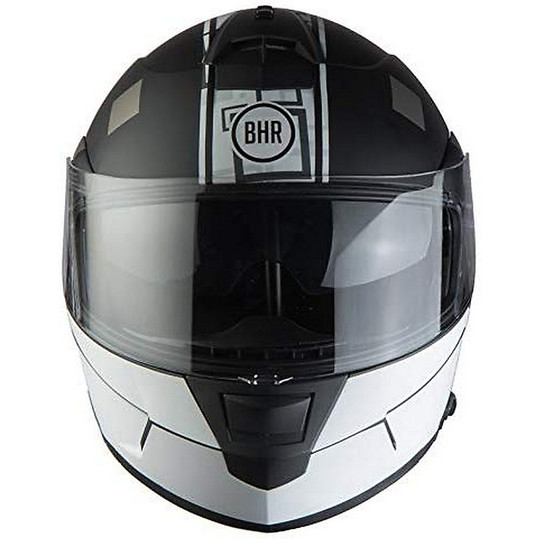 Casco Moto Modulare Doppia Visiera BHR 805 POWER Nero Bianco