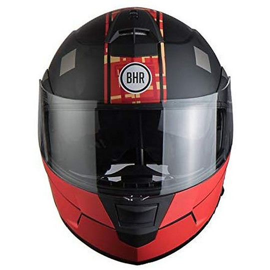 Casco Moto Modulare Doppia Visiera BHR 805 POWER Nero Rosso