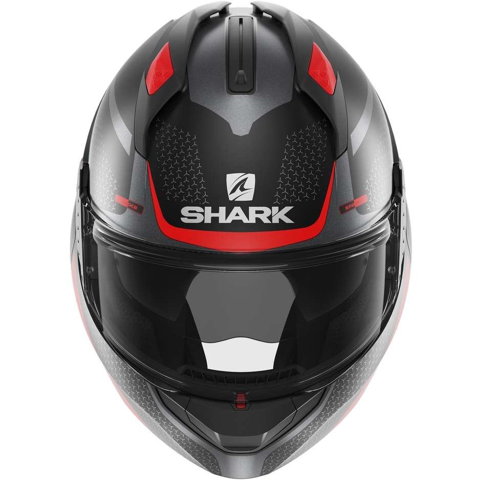 Casco Moto Modulare In Shark EVO GT ENCKE Nero Rosso Antracite Opaco