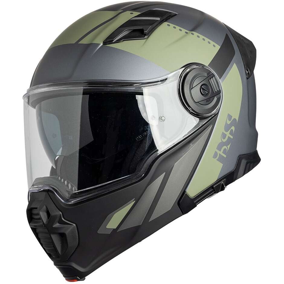 Casco Moto Modulare iXS Venture 1.0 Nero Antracite Oliva Opaco