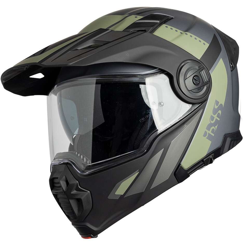 Casco Moto Modulare iXS Venture 1.0 Nero Antracite Oliva Opaco