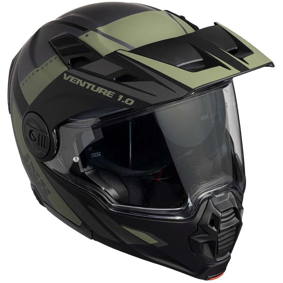Casco Moto Modulare iXS Venture 1.0 Nero Antracite Oliva Opaco