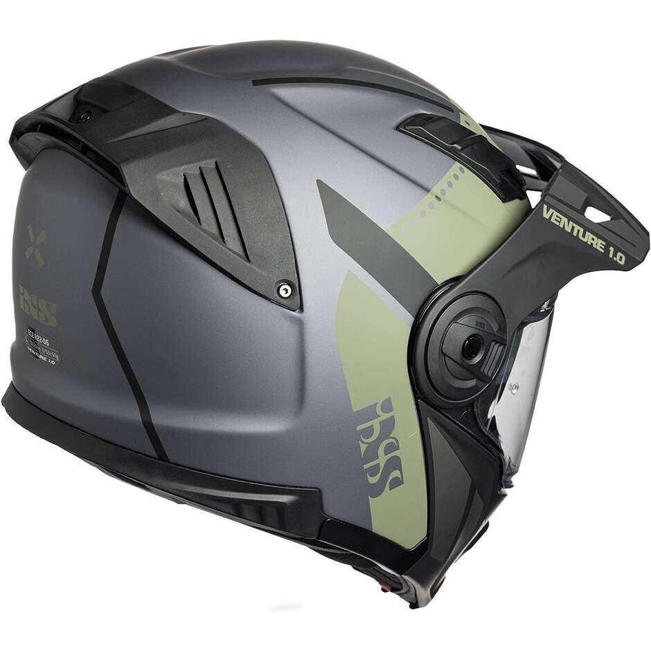 Casco Moto Modulare iXS Venture 1.0 Nero Antracite Oliva Opaco