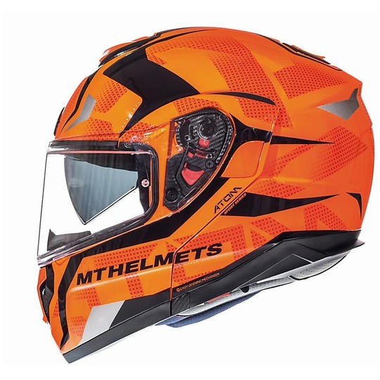 Casco Moto Modulare MT Helmets ATOM sv Divergence G1 Arancio Fluo