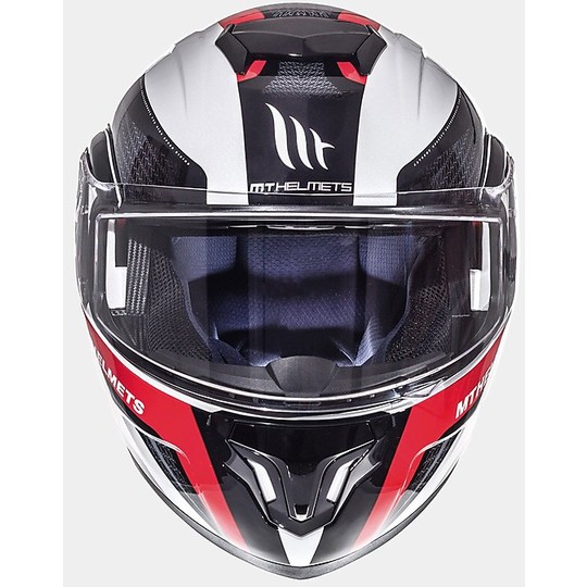 Casco Moto Modulare MT Helmets ATOM sv Tarmac Nero Bianco Rosso 