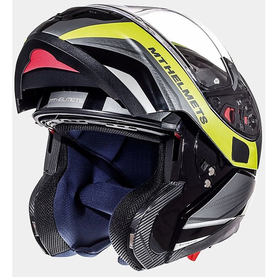 Casco Moto Modulare MT Helmets ATOM sv Tarmac Nero Giallo Opaco e Lucido