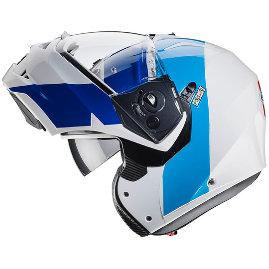 Casco Moto Modulare Omologato P/J Caberg DUKE II IMPACT Bianco Rosso Blu