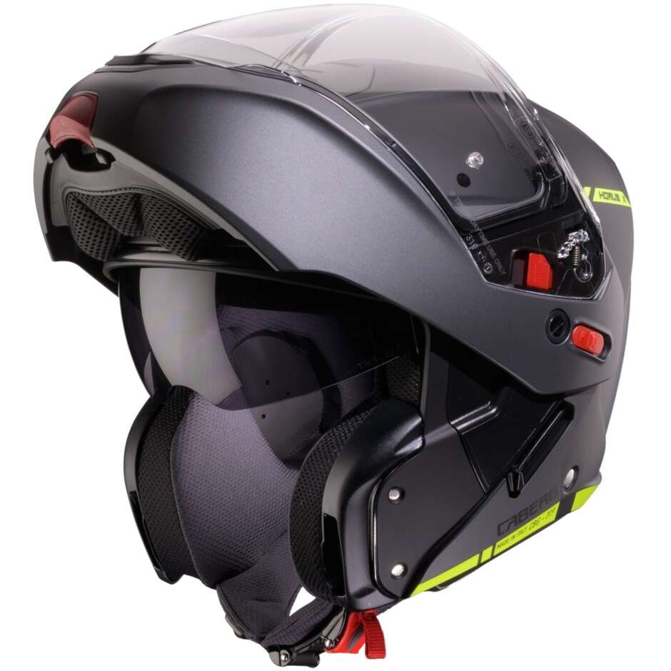 Casco Moto Modulare Omologato P/J Caberg HORUS X RAY Nero Opaco Grigio Giallo Fluo
