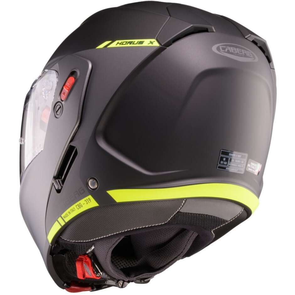 Casco Moto Modulare Omologato P/J Caberg HORUS X RAY Nero Opaco Grigio Giallo Fluo