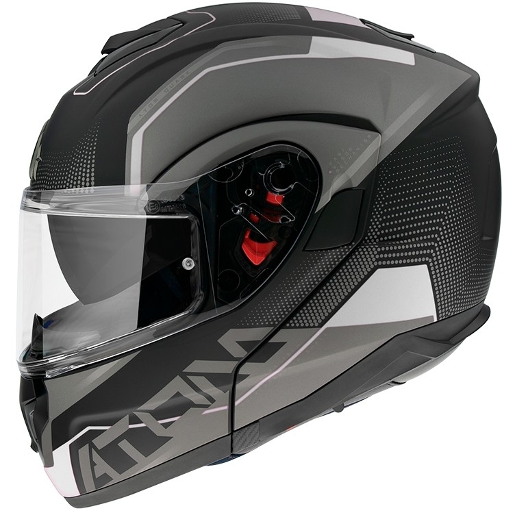 Casco Moto Modulare Omologato P/J Mt Helmet ATOM QUARK A0 Nero Bianco Lucido
