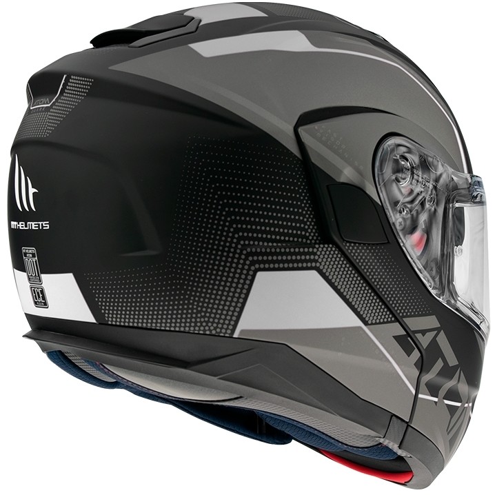 Casco Moto Modulare Omologato P/J Mt Helmet ATOM QUARK A0 Nero Bianco Lucido