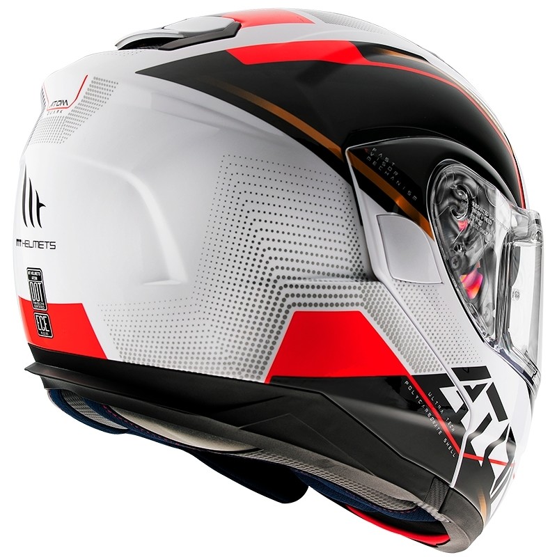 Casco Moto Modulare Omologato P/J Mt Helmet ATOM QUARK B5 Bianco Rosso Lucido