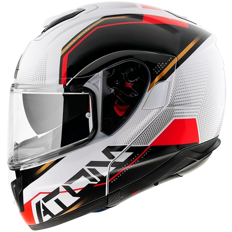 Casco Moto Modulare Omologato P/J Mt Helmet ATOM QUARK B5 Bianco Rosso Lucido