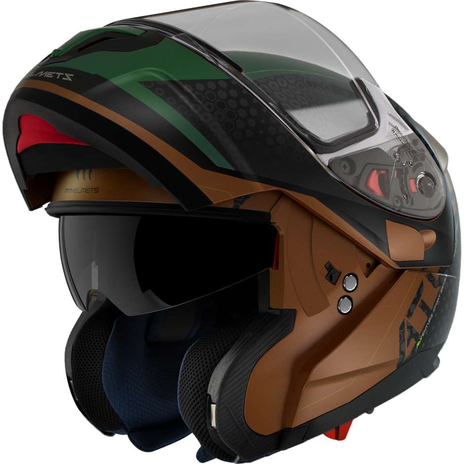 Casco Moto Modulare Omologato P/J Mt Helmet ATOM sv ADVENTURE B6 Verde Opaco