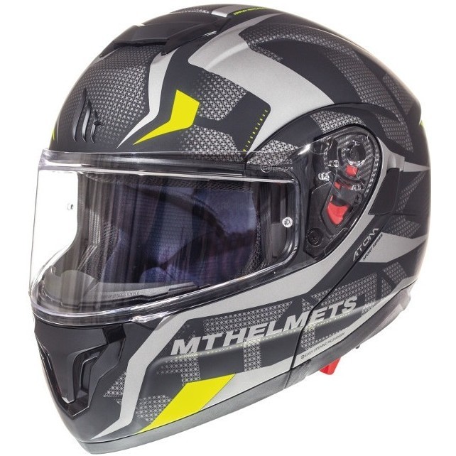 Casco Moto Modulare Omologato P/J Mt Helmet ATOM sv Divergence A12 Grigio Opaco