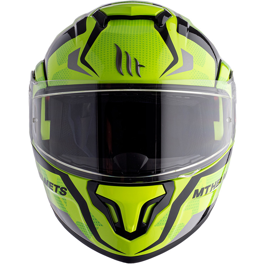 Casco Moto Modulare Omologato P/J Mt Helmet ATOM sv Divergence F1 Giallo Fluo