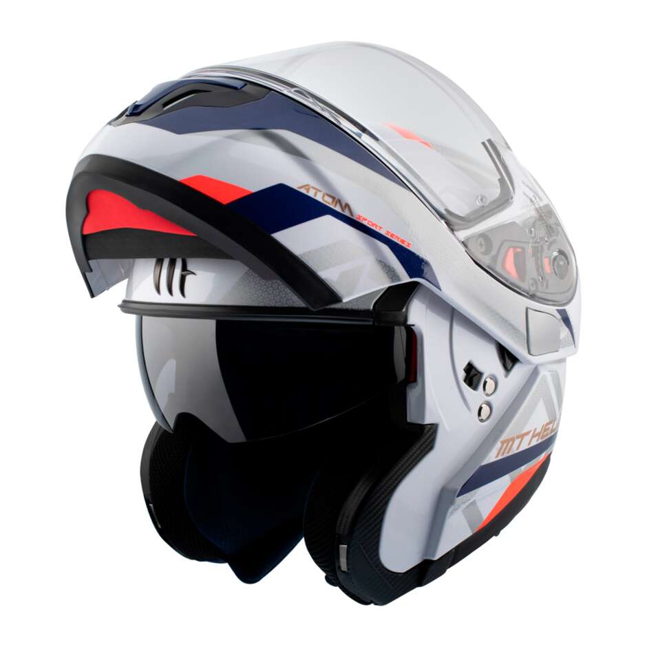 Casco Moto Modulare Omologato P/J Mt Helmet ATOM sv SKILL A0 Bianco Perla 