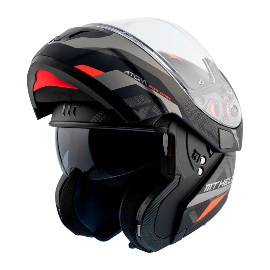 Casco Moto Modulare Omologato P/J Mt Helmet ATOM sv SKILL A1 Nero Opaco